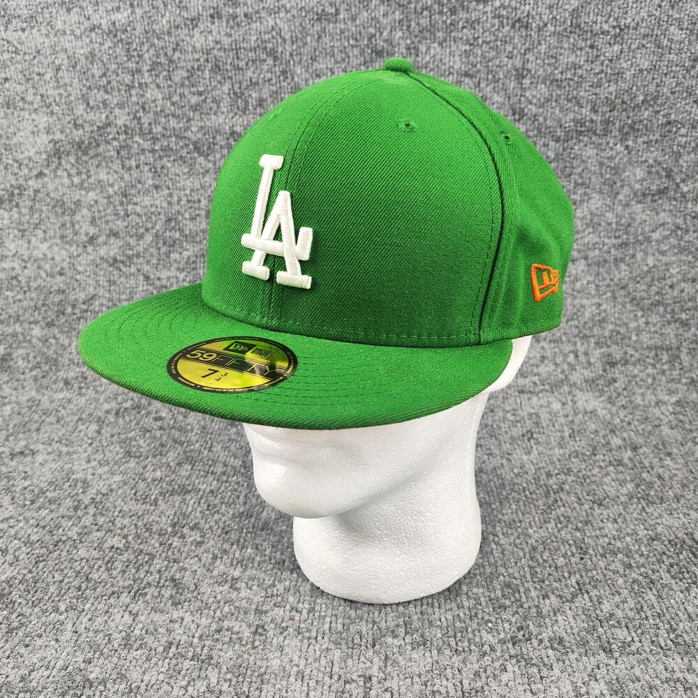 Los Angeles Dodgers Hat Cap Fitted Mens 7 3/4 Green MLB Baseball 100th New Era